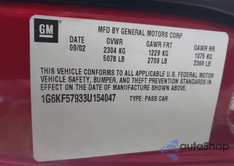 2003 Cadillac Deville Dts from USA, damaged, VIN 1G6KF57933U154047